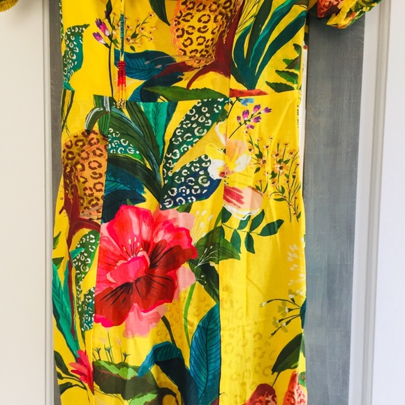 Farm Rio Golden Jungle Linen Midi Dress - Picture 15 of 16